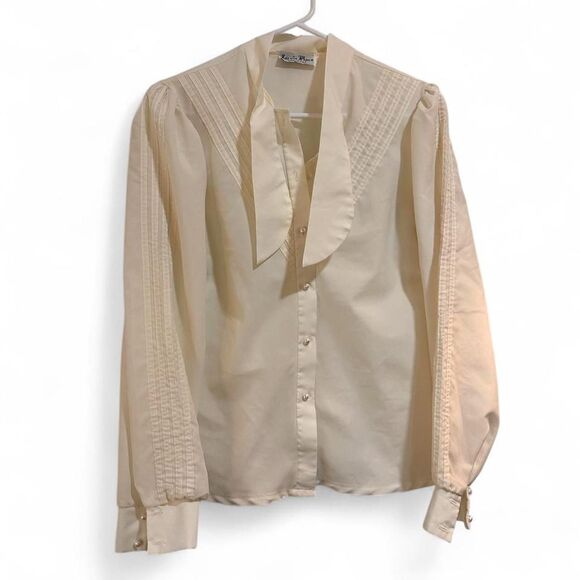 Source Unknown Tops - VINTAGE Women's Cream and White Blouse